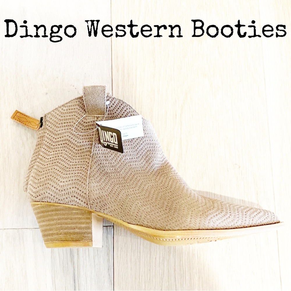 NWOB Dingo Kuster Taupe Suede Western Booties
